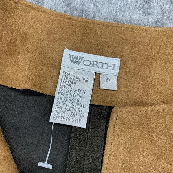 Worth 100% GENUINE LEATHER Shell Brown Tunic Shirt - Size P (6/8) - Picture 4 of 9